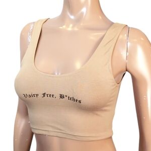 Custom Print Womens Tank Top Dairy Free B*tches Tan Crop Size Medium Streetwear